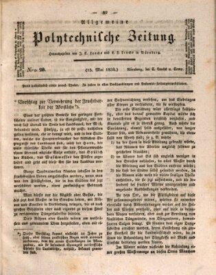 Allgemeine polytechnische Zeitung (Allgemeine Handlungs-Zeitung) Donnerstag 15. Mai 1834