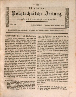 Allgemeine polytechnische Zeitung (Allgemeine Handlungs-Zeitung) Mittwoch 4. Juni 1834