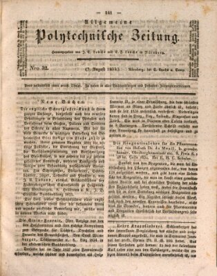 Allgemeine polytechnische Zeitung (Allgemeine Handlungs-Zeitung) Donnerstag 7. August 1834