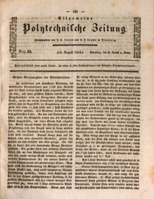 Allgemeine polytechnische Zeitung (Allgemeine Handlungs-Zeitung) Donnerstag 14. August 1834