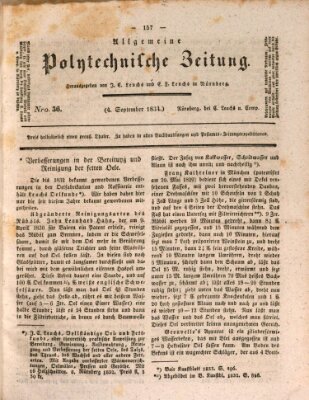 Allgemeine polytechnische Zeitung (Allgemeine Handlungs-Zeitung) Donnerstag 4. September 1834