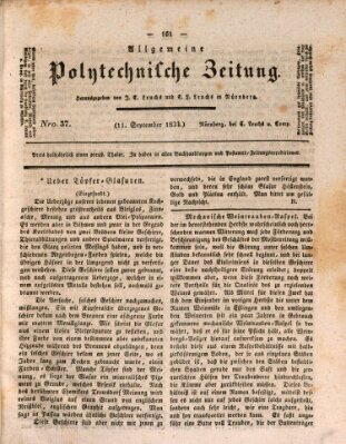 Allgemeine polytechnische Zeitung (Allgemeine Handlungs-Zeitung) Donnerstag 11. September 1834