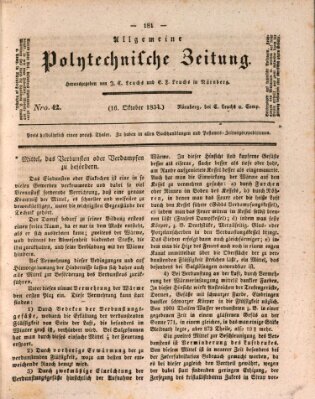 Allgemeine polytechnische Zeitung (Allgemeine Handlungs-Zeitung) Donnerstag 16. Oktober 1834