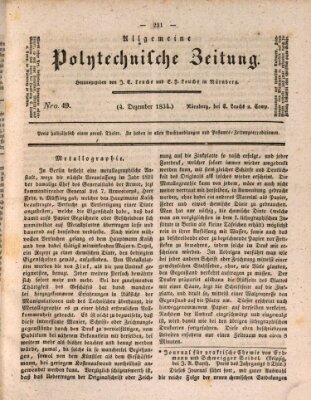 Allgemeine polytechnische Zeitung (Allgemeine Handlungs-Zeitung) Donnerstag 4. Dezember 1834