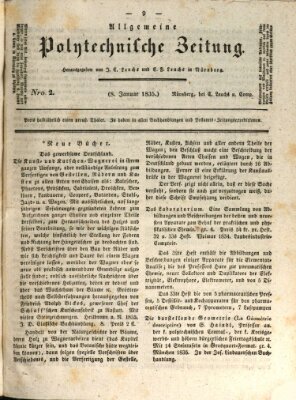 Allgemeine polytechnische Zeitung (Allgemeine Handlungs-Zeitung) Donnerstag 8. Januar 1835