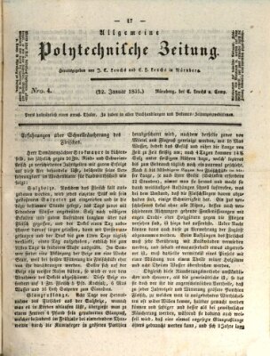 Allgemeine polytechnische Zeitung (Allgemeine Handlungs-Zeitung) Donnerstag 22. Januar 1835