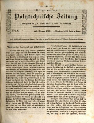 Allgemeine polytechnische Zeitung (Allgemeine Handlungs-Zeitung) Donnerstag 19. Februar 1835