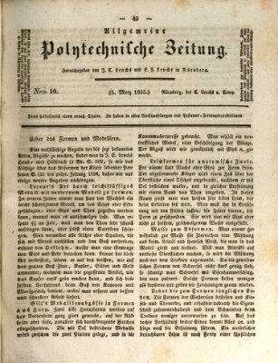 Allgemeine polytechnische Zeitung (Allgemeine Handlungs-Zeitung) Donnerstag 5. März 1835