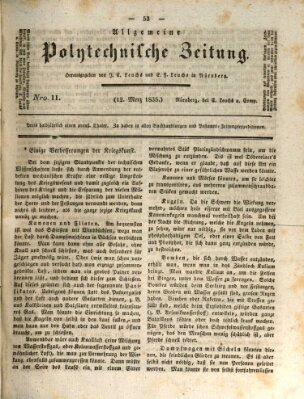 Allgemeine polytechnische Zeitung (Allgemeine Handlungs-Zeitung) Donnerstag 12. März 1835