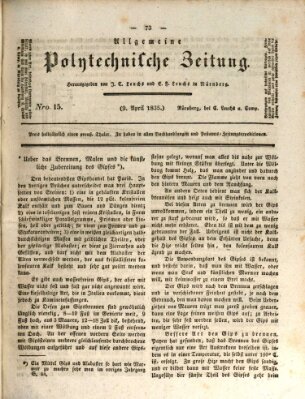 Allgemeine polytechnische Zeitung (Allgemeine Handlungs-Zeitung) Donnerstag 9. April 1835