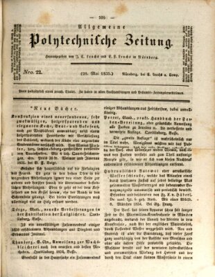 Allgemeine polytechnische Zeitung (Allgemeine Handlungs-Zeitung) Donnerstag 28. Mai 1835