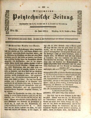 Allgemeine polytechnische Zeitung (Allgemeine Handlungs-Zeitung) Donnerstag 4. Juni 1835