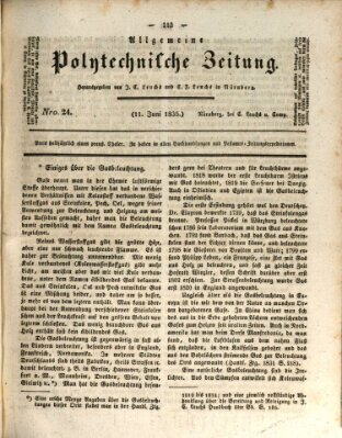 Allgemeine polytechnische Zeitung (Allgemeine Handlungs-Zeitung) Donnerstag 11. Juni 1835