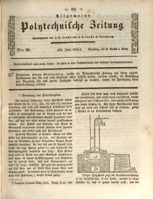 Allgemeine polytechnische Zeitung (Allgemeine Handlungs-Zeitung) Donnerstag 25. Juni 1835
