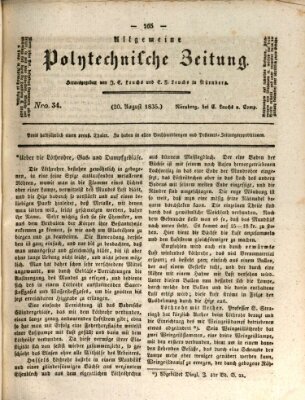 Allgemeine polytechnische Zeitung (Allgemeine Handlungs-Zeitung) Donnerstag 20. August 1835