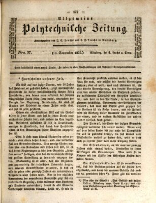 Allgemeine polytechnische Zeitung (Allgemeine Handlungs-Zeitung) Donnerstag 10. September 1835