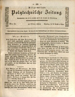 Allgemeine polytechnische Zeitung (Allgemeine Handlungs-Zeitung) Donnerstag 8. Oktober 1835