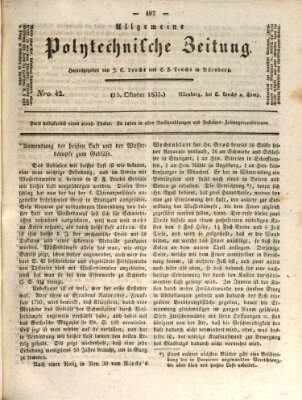 Allgemeine polytechnische Zeitung (Allgemeine Handlungs-Zeitung) Donnerstag 15. Oktober 1835