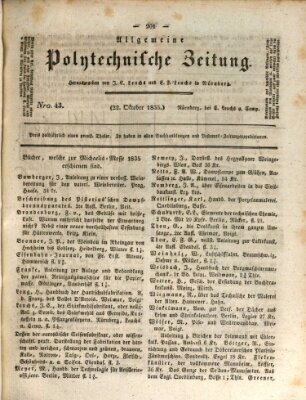 Allgemeine polytechnische Zeitung (Allgemeine Handlungs-Zeitung) Donnerstag 22. Oktober 1835