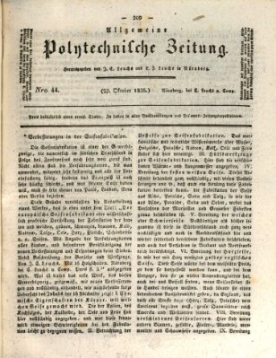 Allgemeine polytechnische Zeitung (Allgemeine Handlungs-Zeitung) Donnerstag 29. Oktober 1835