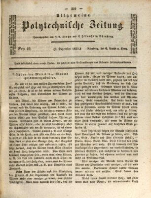 Allgemeine polytechnische Zeitung (Allgemeine Handlungs-Zeitung) Donnerstag 3. Dezember 1835