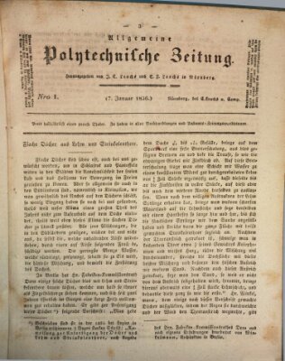 Allgemeine polytechnische Zeitung (Allgemeine Handlungs-Zeitung) Donnerstag 7. Januar 1836