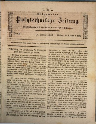 Allgemeine polytechnische Zeitung (Allgemeine Handlungs-Zeitung) Donnerstag 11. Februar 1836