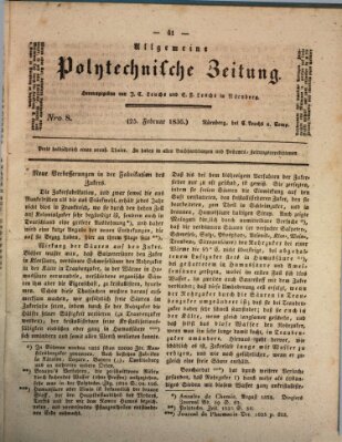 Allgemeine polytechnische Zeitung (Allgemeine Handlungs-Zeitung) Donnerstag 25. Februar 1836