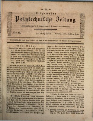 Allgemeine polytechnische Zeitung (Allgemeine Handlungs-Zeitung) Donnerstag 17. März 1836