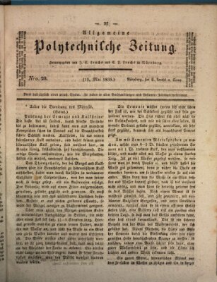 Allgemeine polytechnische Zeitung (Allgemeine Handlungs-Zeitung) Donnerstag 19. Mai 1836