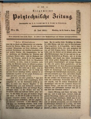 Allgemeine polytechnische Zeitung (Allgemeine Handlungs-Zeitung) Donnerstag 9. Juni 1836