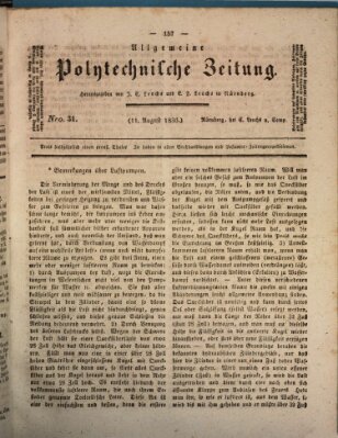 Allgemeine polytechnische Zeitung (Allgemeine Handlungs-Zeitung) Donnerstag 11. August 1836