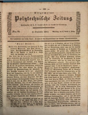 Allgemeine polytechnische Zeitung (Allgemeine Handlungs-Zeitung) Donnerstag 1. September 1836