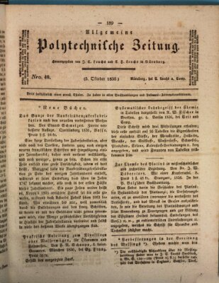 Allgemeine polytechnische Zeitung (Allgemeine Handlungs-Zeitung) Mittwoch 5. Oktober 1836