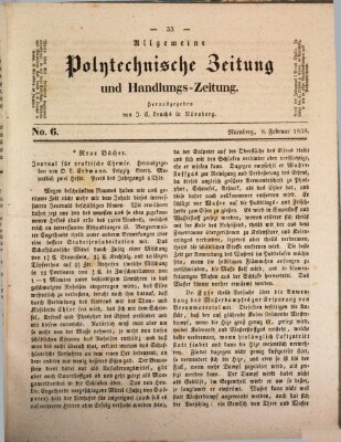 Allgemeine polytechnische Zeitung und Handlungs-Zeitung (Allgemeine Handlungs-Zeitung) Donnerstag 8. Februar 1838