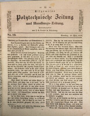 Allgemeine polytechnische Zeitung und Handlungs-Zeitung (Allgemeine Handlungs-Zeitung) Donnerstag 29. März 1838