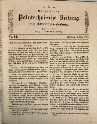 Allgemeine polytechnische Zeitung und Handlungs-Zeitung (Allgemeine Handlungs-Zeitung) Donnerstag 5. April 1838