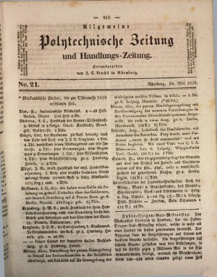 Allgemeine polytechnische Zeitung und Handlungs-Zeitung (Allgemeine Handlungs-Zeitung) Donnerstag 24. Mai 1838