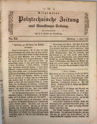 Allgemeine polytechnische Zeitung und Handlungs-Zeitung (Allgemeine Handlungs-Zeitung) Donnerstag 7. Juni 1838