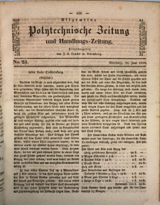 Allgemeine polytechnische Zeitung und Handlungs-Zeitung (Allgemeine Handlungs-Zeitung) Donnerstag 21. Juni 1838