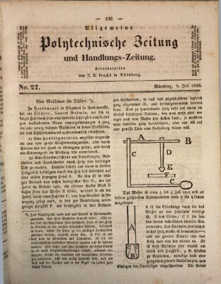 Allgemeine polytechnische Zeitung und Handlungs-Zeitung (Allgemeine Handlungs-Zeitung) Donnerstag 5. Juli 1838