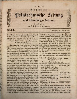 Allgemeine polytechnische Zeitung und Handlungs-Zeitung (Allgemeine Handlungs-Zeitung) Donnerstag 23. August 1838