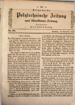 Allgemeine polytechnische Zeitung und Handlungs-Zeitung (Allgemeine Handlungs-Zeitung) Donnerstag 20. September 1838