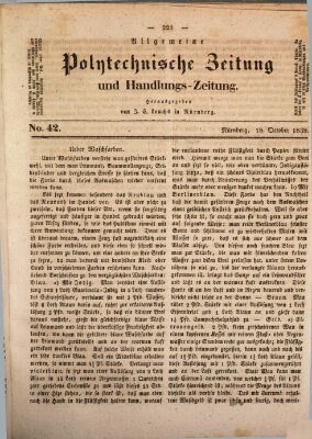 Allgemeine polytechnische Zeitung und Handlungs-Zeitung (Allgemeine Handlungs-Zeitung) Donnerstag 18. Oktober 1838