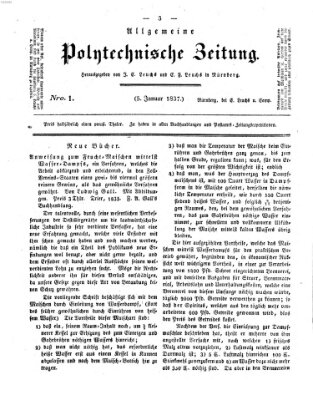 Allgemeine polytechnische Zeitung (Allgemeine Handlungs-Zeitung) Donnerstag 5. Januar 1837