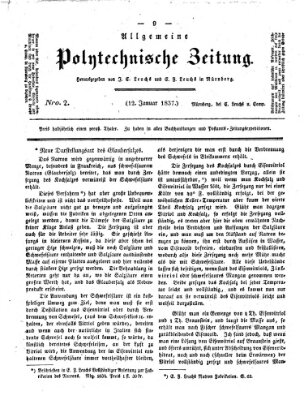 Allgemeine polytechnische Zeitung (Allgemeine Handlungs-Zeitung) Donnerstag 12. Januar 1837