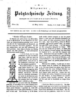 Allgemeine polytechnische Zeitung (Allgemeine Handlungs-Zeitung) Donnerstag 9. März 1837