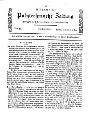 Allgemeine polytechnische Zeitung (Allgemeine Handlungs-Zeitung) Donnerstag 13. April 1837