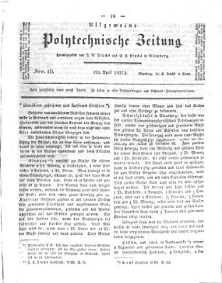 Allgemeine polytechnische Zeitung (Allgemeine Handlungs-Zeitung) Donnerstag 20. April 1837