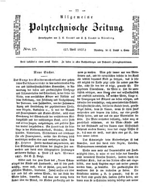 Allgemeine polytechnische Zeitung (Allgemeine Handlungs-Zeitung) Donnerstag 27. April 1837